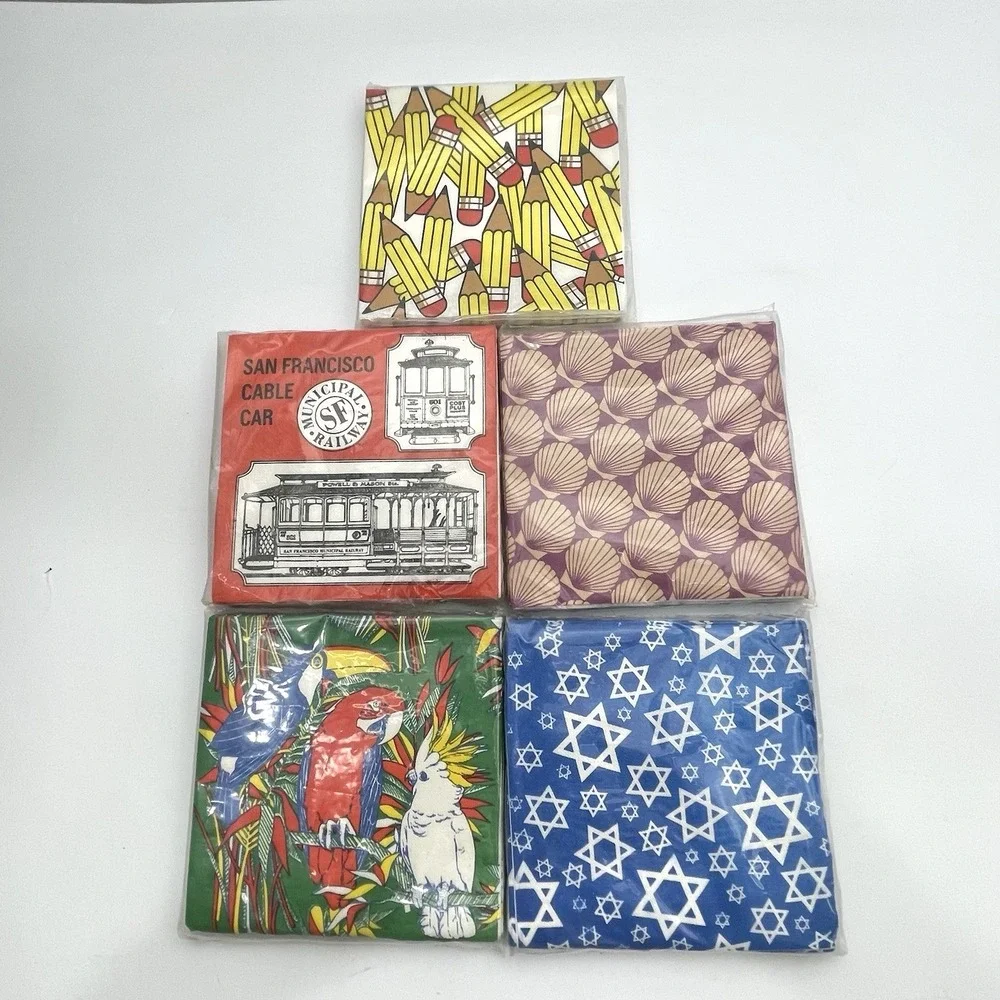 Vintage 80s Cost‎ Plus Gift Givers Cocktail Napkins 24 & 25 Packs Lot Sealed NOS